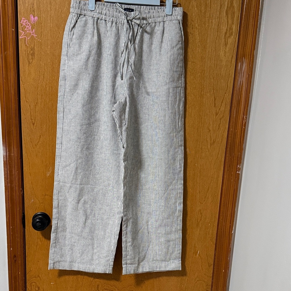 J. Crew Striped Wide Leg Pants - Gray and White